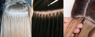 Side-by-side comparison of different hair extension bond types.